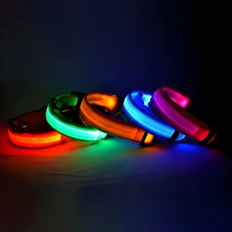 LED Dog Collar – Nylon Glow in the Dark, Flashing Night Safety Collar