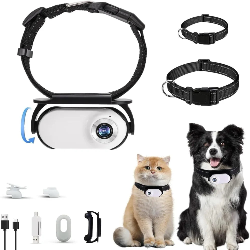 Pet Collar Camera with 120° Wide-Angle Lens – Lightweight & Shockproof Outdoor Camera