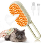 Electric Pet Hair Brush for Dogs & Cats – Steam Spray, Massage, Anti-Tangle Hair Removal Comb